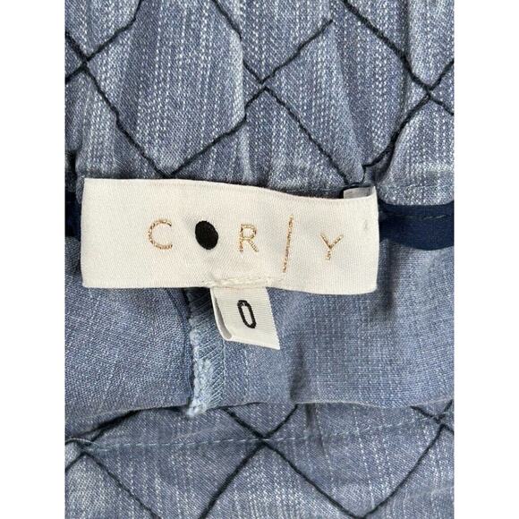 Corey Womens Sz 0 stretch denim pleated front cropped wide leg pants comfort - Picture 7 of 9